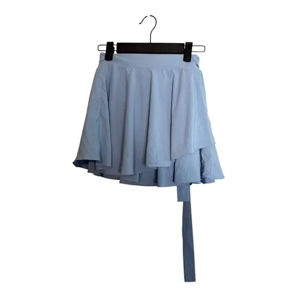 Halara Breezeful Ice Blue 2-in-1 Quick Dry Flowy Mini Skirt Skort Wrap XS NEW - Picture 2 of 6